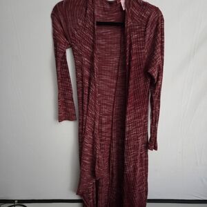 Long Red Open Cardigan